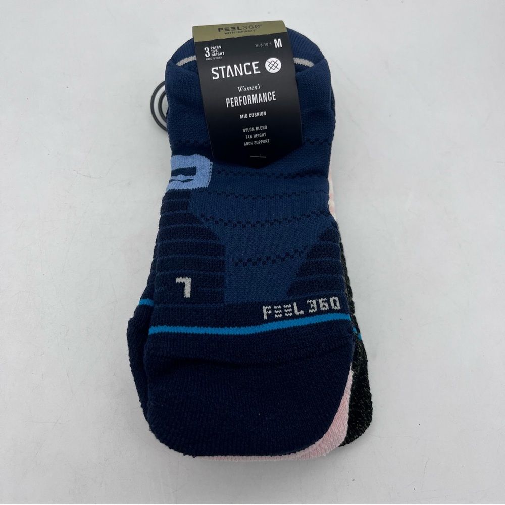 Stance Women's M 8-10.5 Tab Height  Mid Cushion Feel 360 3 Pack Socks Pink